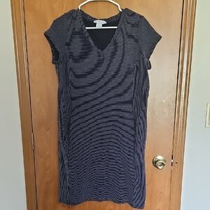 Liz Claiborne Black and White Striped Midi Dress